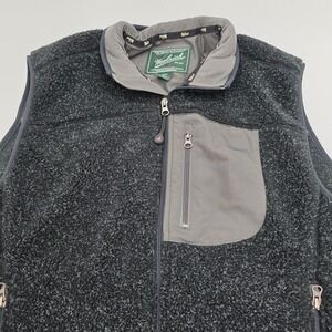 Woolrich Mens Fleece Vest Charcoal Gray Full Zip Pockets Outdoor Size L